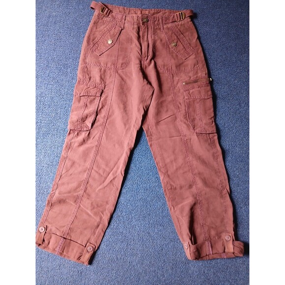 Guess Pants - GUESS ECO Women's Wine Cargo Pants, Zipper Pockets, Size 27